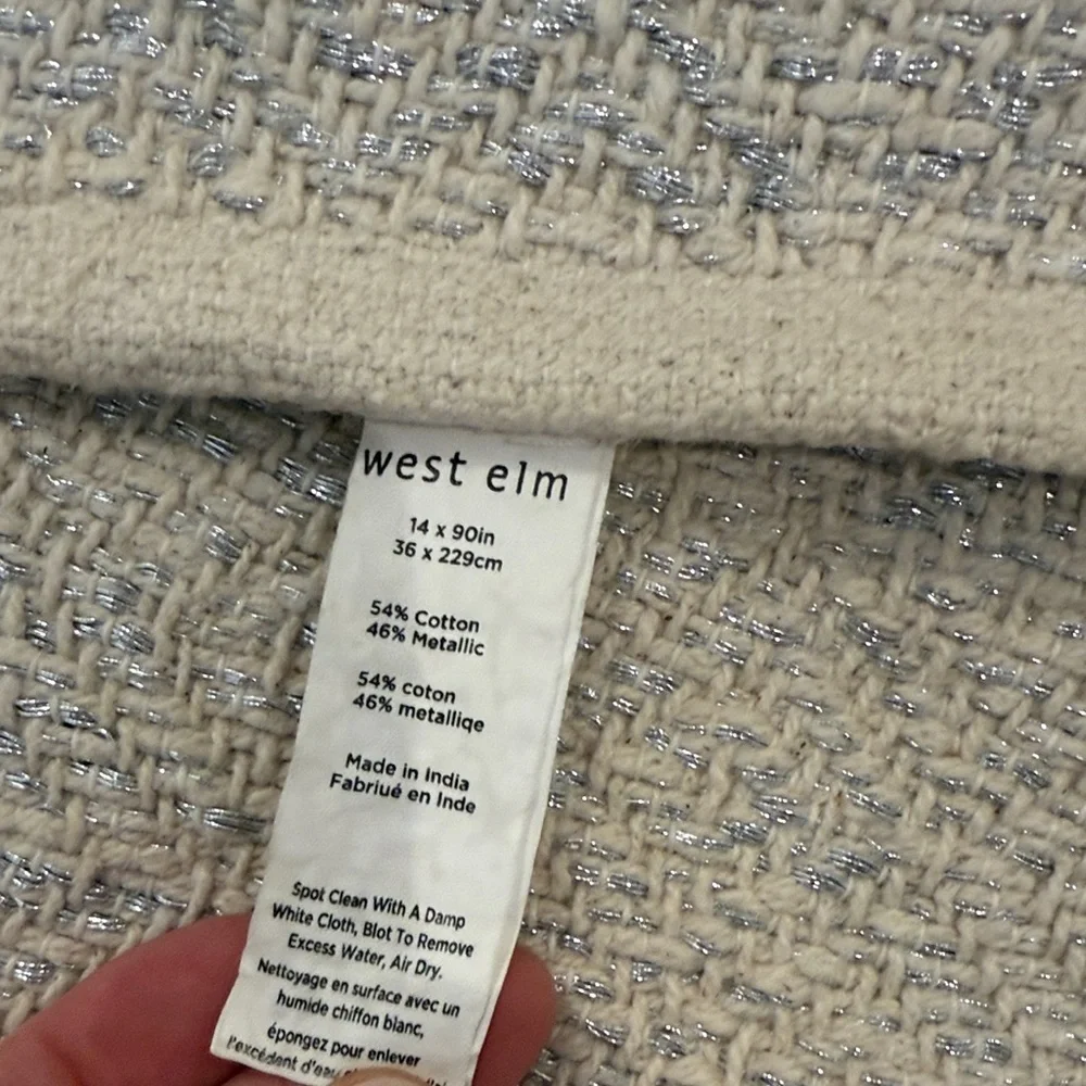 Table Runner Cream and silver metallic